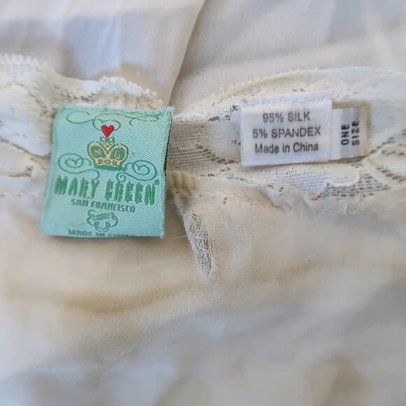 Mary Green Cream Silk Lace Trim Draped Kimono Robe - Picture 6 of 8